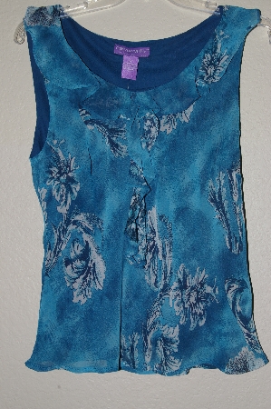 +MBADG #52-228  "Newsworthy Blue Antique Floral Print Tank"