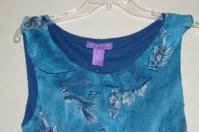 +MBADG #52-228  "Newsworthy Blue Antique Floral Print Tank"