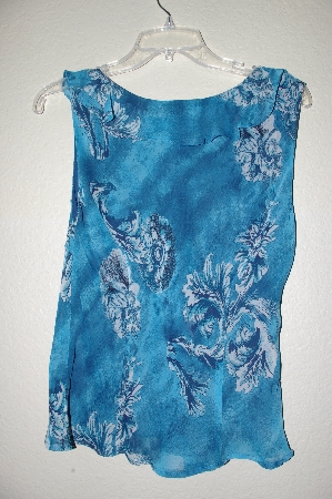 +MBADG #52-228  "Newsworthy Blue Antique Floral Print Tank"