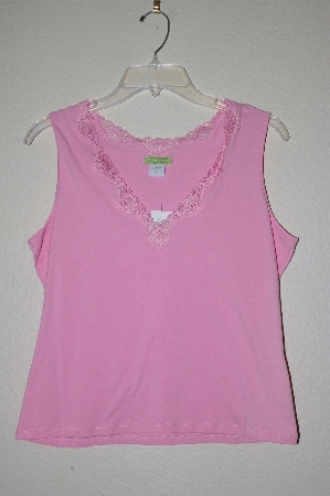+MBADG #52-454  "Definite View Fancy Pink Stretch Lace Trim Tank"