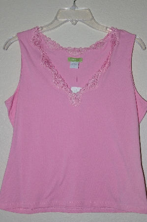 +MBADG #52-454  "Definite View Fancy Pink Stretch Lace Trim Tank"