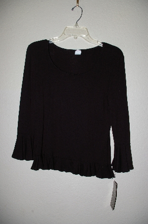 +MBADG #31-240  "Dotty G. Petites Fancy Black Stretch Ruffel Top"