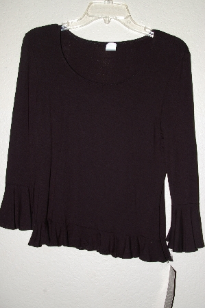 +MBADG #31-240  "Dotty G. Petites Fancy Black Stretch Ruffel Top"