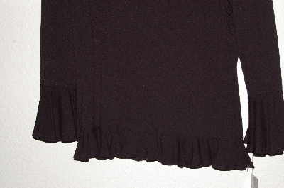 +MBADG #31-240  "Dotty G. Petites Fancy Black Stretch Ruffel Top"