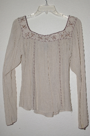 +MBADG #31-360  "Passport Fancy Tan Rayon Embroidered Top"