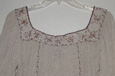 +MBADG #31-360  "Passport Fancy Tan Rayon Embroidered Top"