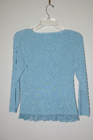 +MBADG #31-466   "C'est City Fancy Blue Knit Top With Lace Trim"