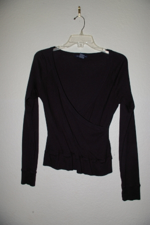 +MBADG #31-452  "Boston Proper Black Cross Over Stretch Top"