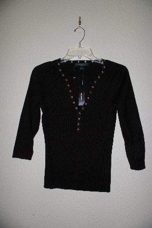 +MBADG #31-507  "August Silk Fancy Black Gromet Trim Sweater"