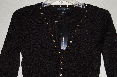 +MBADG #31-507  "August Silk Fancy Black Gromet Trim Sweater"