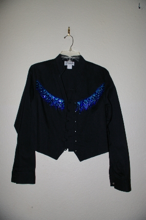 +MBADG #31-521  "Banjo Black Fancy One Of A Kind Hand Beaded Western Shirt"