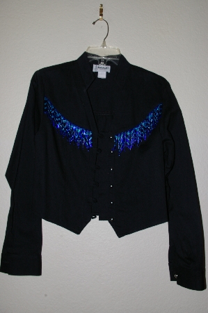 +MBADG #31-521  "Banjo Black Fancy One Of A Kind Hand Beaded Western Shirt"