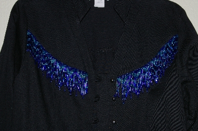 +MBADG #31-521  "Banjo Black Fancy One Of A Kind Hand Beaded Western Shirt"