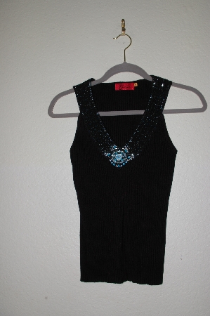 +MBADG #28-542  "Carina Brown Knit Fancy Embelished Tank"