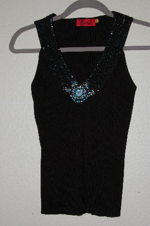 +MBADG #28-542  "Carina Brown Knit Fancy Embelished Tank"