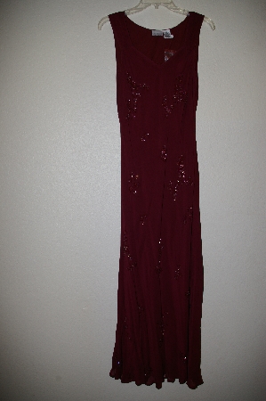 +MBADG #26-120  "Newport News Red Rayon Bead & Sequin Embelished Gown"
