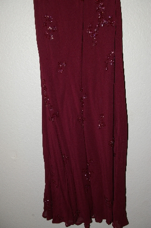 +MBADG #26-120  "Newport News Red Rayon Bead & Sequin Embelished Gown"