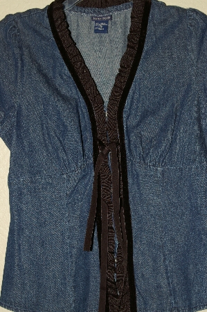 +MBADG #26-158  "Boston Proper Denim Ribbon Trim Blouse"