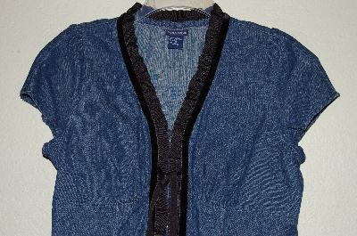 +MBADG #26-158  "Boston Proper Denim Ribbon Trim Blouse"