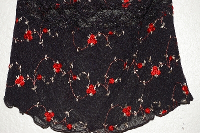 +MBADG #11-089  "Poetry Fancy Black Stretch Rose Embroidered Top"
