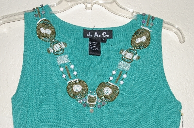 +MBADG #55-173  "J.A.C. Fancy Green Knit Embelished Top"
