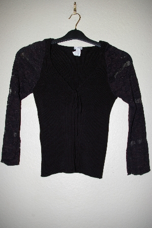 +MBADG #55-201  "XOXO Fancy Black Lace Sleve Knit Sweater"