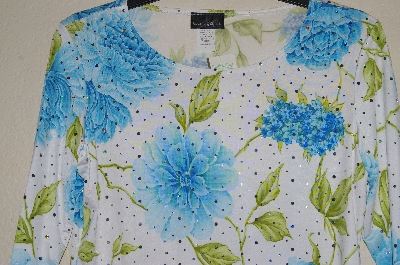 +MBADG #55-047  "Brittany Black Fancy Floral Embelished Stretch Top"