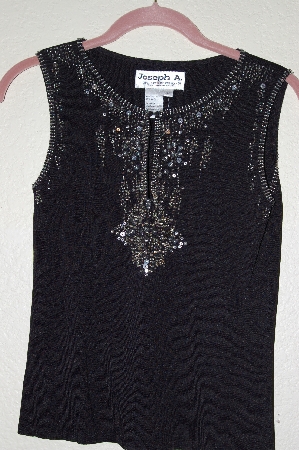 +MBADG #55-249  "Joseph A. Fancy Black Knit Embelished Tank"
