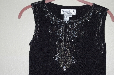 +MBADG #55-249  "Joseph A. Fancy Black Knit Embelished Tank"