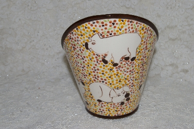 +MBADG #31-077  "1986 Hand Painted Floral & Pig Motif Large Scoop"