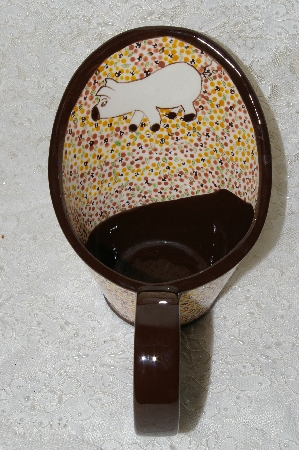 +MBADG #31-077  "1986 Hand Painted Floral & Pig Motif Large Scoop"