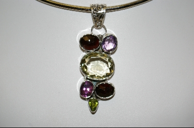 +MBA #7556   6 Gemstone Sterling Pendant
