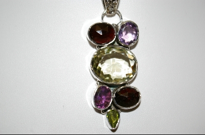 +MBA #7556   6 Gemstone Sterling Pendant