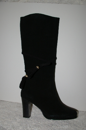 +MBAB #99-228  "Newport News Black Suede Tassle Tie Boots"