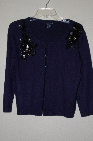 +MBAMG #25-113  "Boston Proper Blue Fancy Bead Embelished Cardigan"