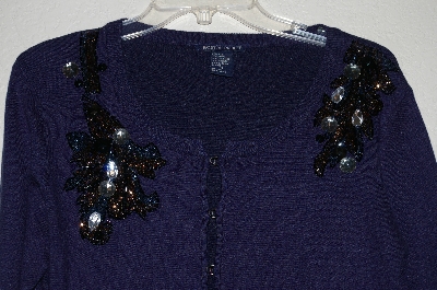 +MBAMG #25-113  "Boston Proper Blue Fancy Bead Embelished Cardigan"