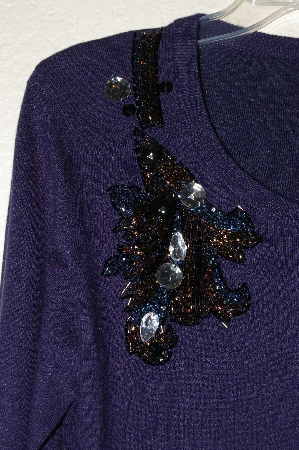 +MBAMG #25-113  "Boston Proper Blue Fancy Bead Embelished Cardigan"