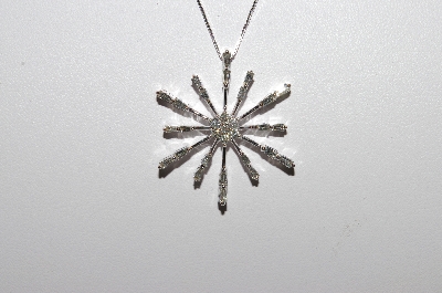+MBAMG #25-236  "14K White Gold 1Ct Diamond Snowflake Pendant & Chain"