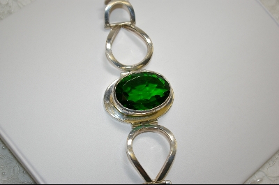 +MBA #GQ   Large Green Quartz Sterling Bracelet