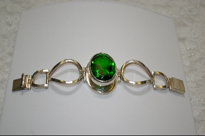 +MBA #GQ   Large Green Quartz Sterling Bracelet