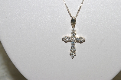 +MBAMG #25-179  "Sterling Fancy CZ Cross With 18" Box Chain"