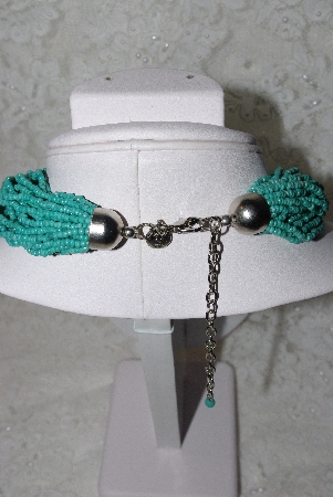 +MBAMG #11-0776  "Bold Turquoise Blue Seed Bead Torsade Necklace"
