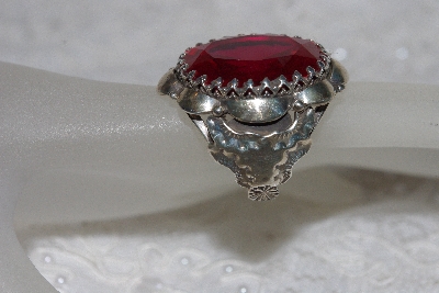 +MBAMG #11-0968  "Clem Nalwood Large Created Ruby Sterling Ring"