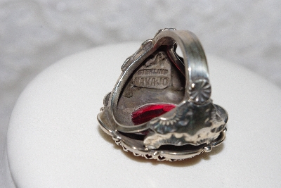 +MBAMG #11-0968  "Clem Nalwood Large Created Ruby Sterling Ring"