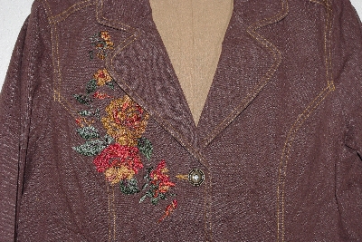 +MBAMG #79-044  "Denim & Co Brown  Embroidered Denim Jacket"