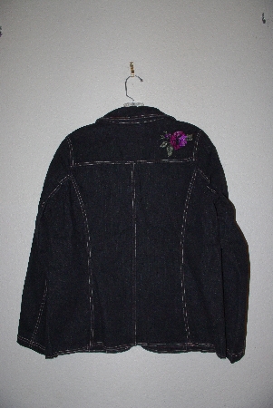 +MBAMG #79-098  "Denim & Co Black Denim Floral Embroidered Jacket"